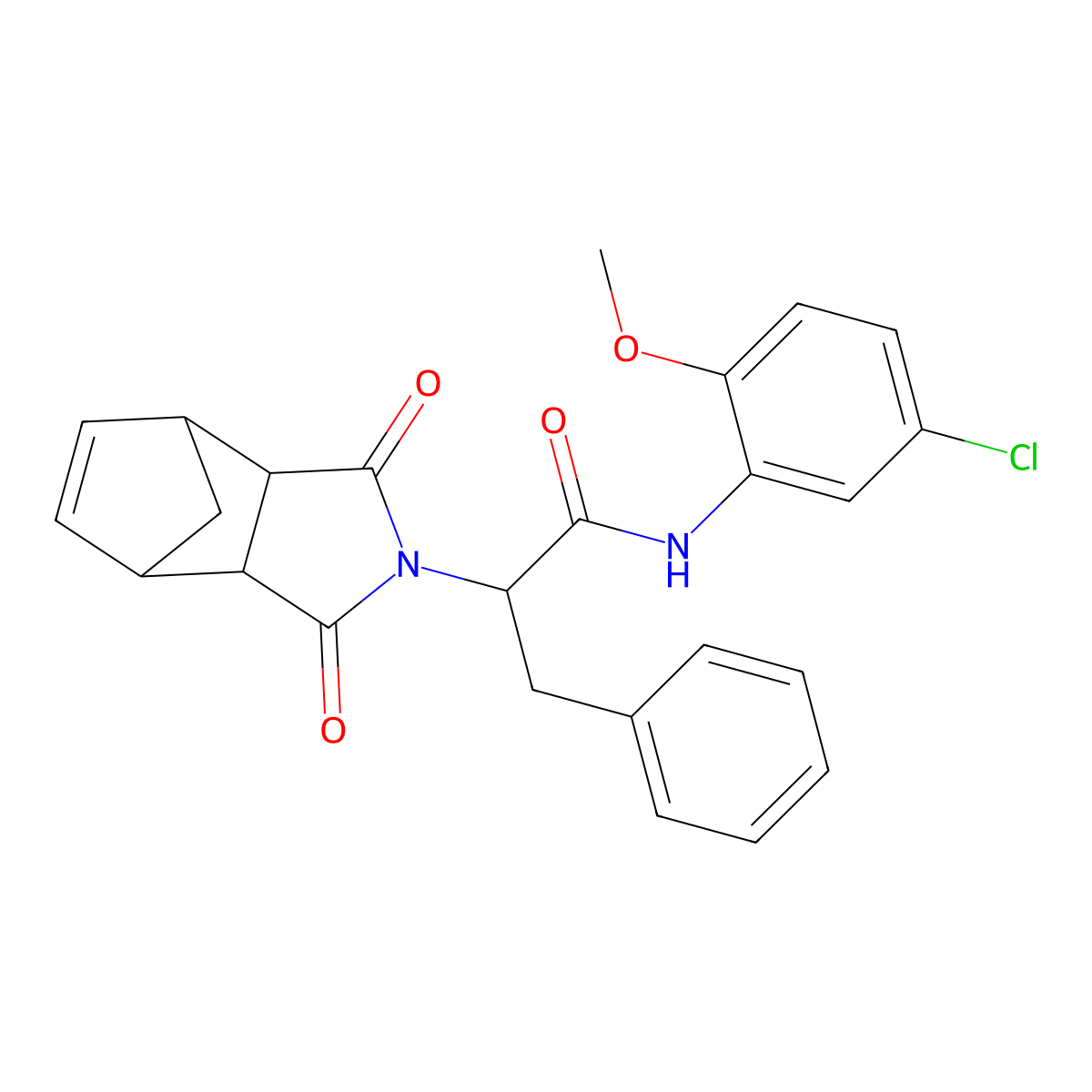 N-(5-chloro-2-methoxyphenyl)-2-(1,3-dioxo-1,3,3a,4,7,7a-hexahydro-2H-4,7-methanoisoindol-2-yl)-3-phenylpropanamide molecular structure, CAS 1033599-96-0
