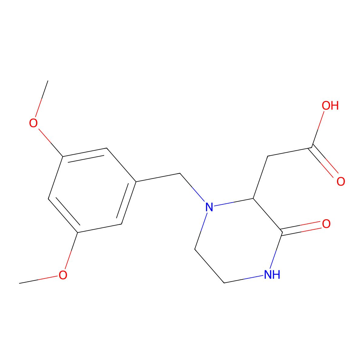 2-(1-(3,5-Dimethoxybenzyl)-3-oxopiperazin-2-yl)acetic acid molecular structure, CAS 1033600-03-1