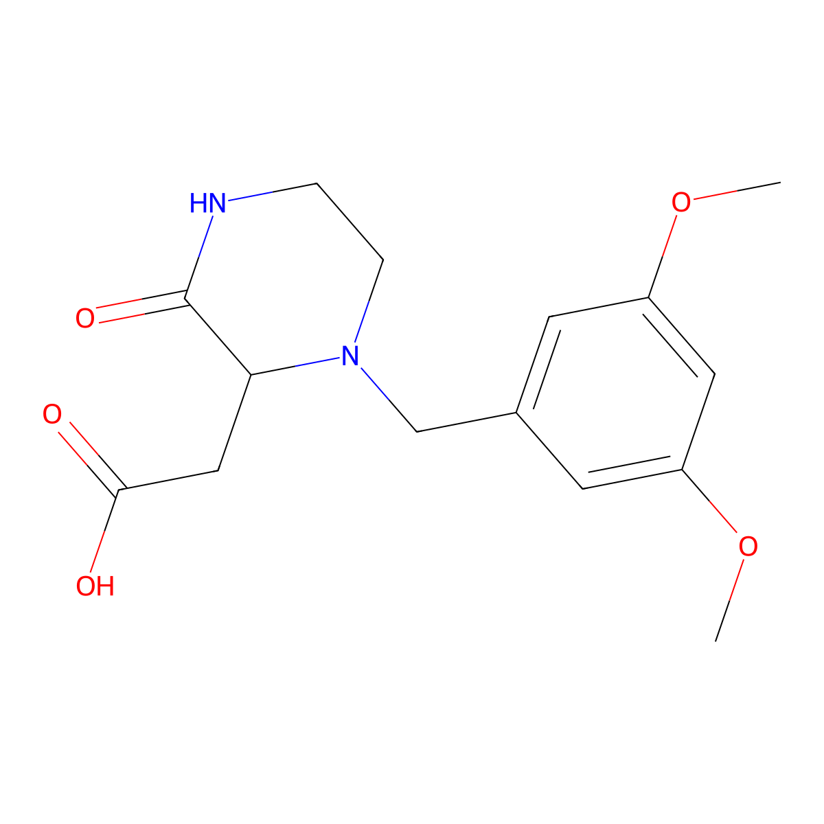 2-(1-(3,5-Dimethoxybenzyl)-3-oxopiperazin-2-yl)acetic acid molecular structure, CAS 1033600-03-1