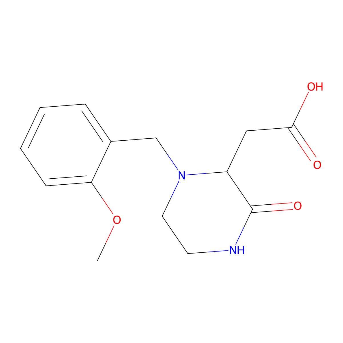 2-[1-(2-Methoxybenzyl)-3-oxo-2-piperazinyl]-acetic acid molecular structure, CAS 1033600-22-4