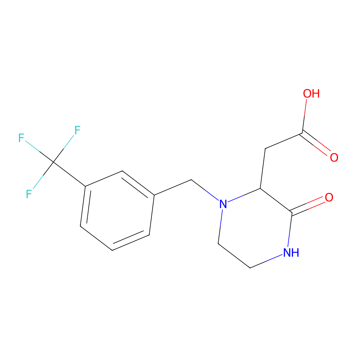 2-(3-Oxo-1-(3-(trifluoromethyl)benzyl)piperazin-2-yl)acetic acid molecular structure, CAS 1033600-26-8