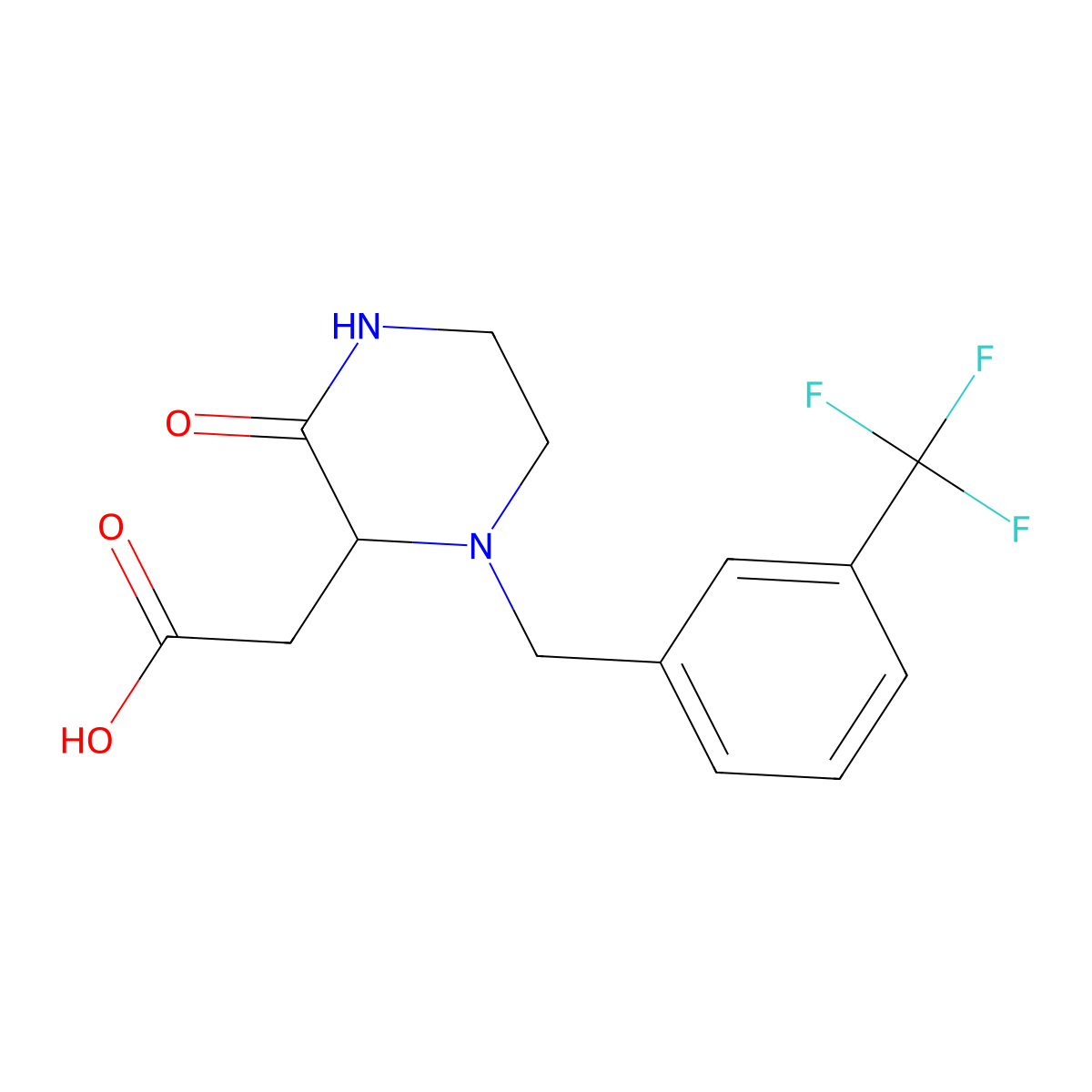 2-(3-Oxo-1-(3-(trifluoromethyl)benzyl)piperazin-2-yl)acetic acid molecular structure, CAS 1033600-26-8