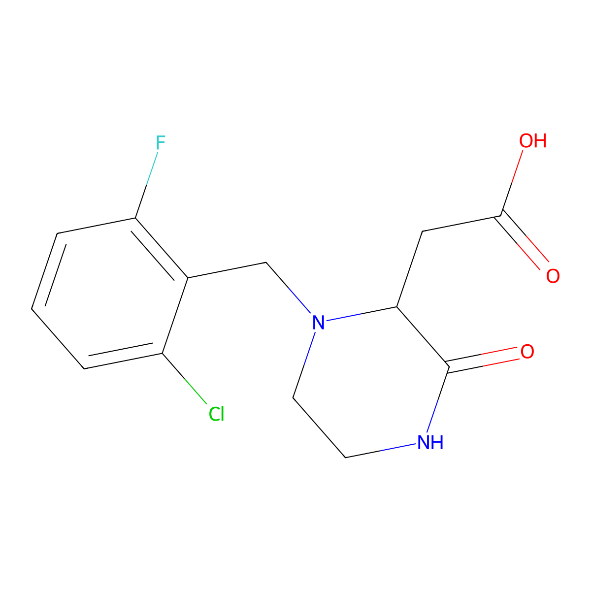 [1-(2-Chloro-6-fluorobenzyl)-3-oxo-2-piperazinyl]acetic acid molecular structure, CAS 1033600-27-9