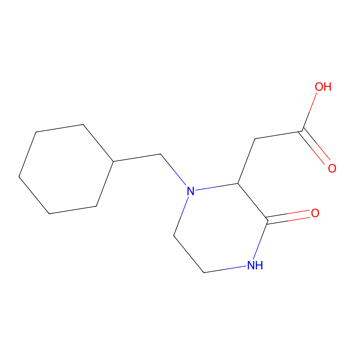 [1-(Cyclohexylmethyl)-3-oxo-2-piperazinyl]acetic acid molecular structure, CAS 1033600-29-1