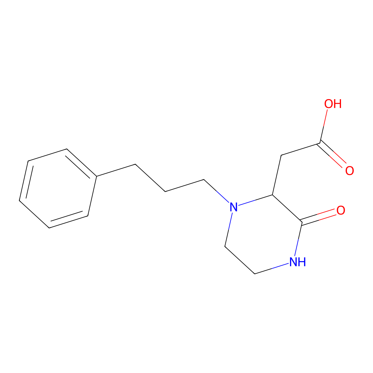[3-Oxo-1-(3-phenylpropyl)-2-piperazinyl]-acetic acid molecular structure, CAS 1033600-32-6