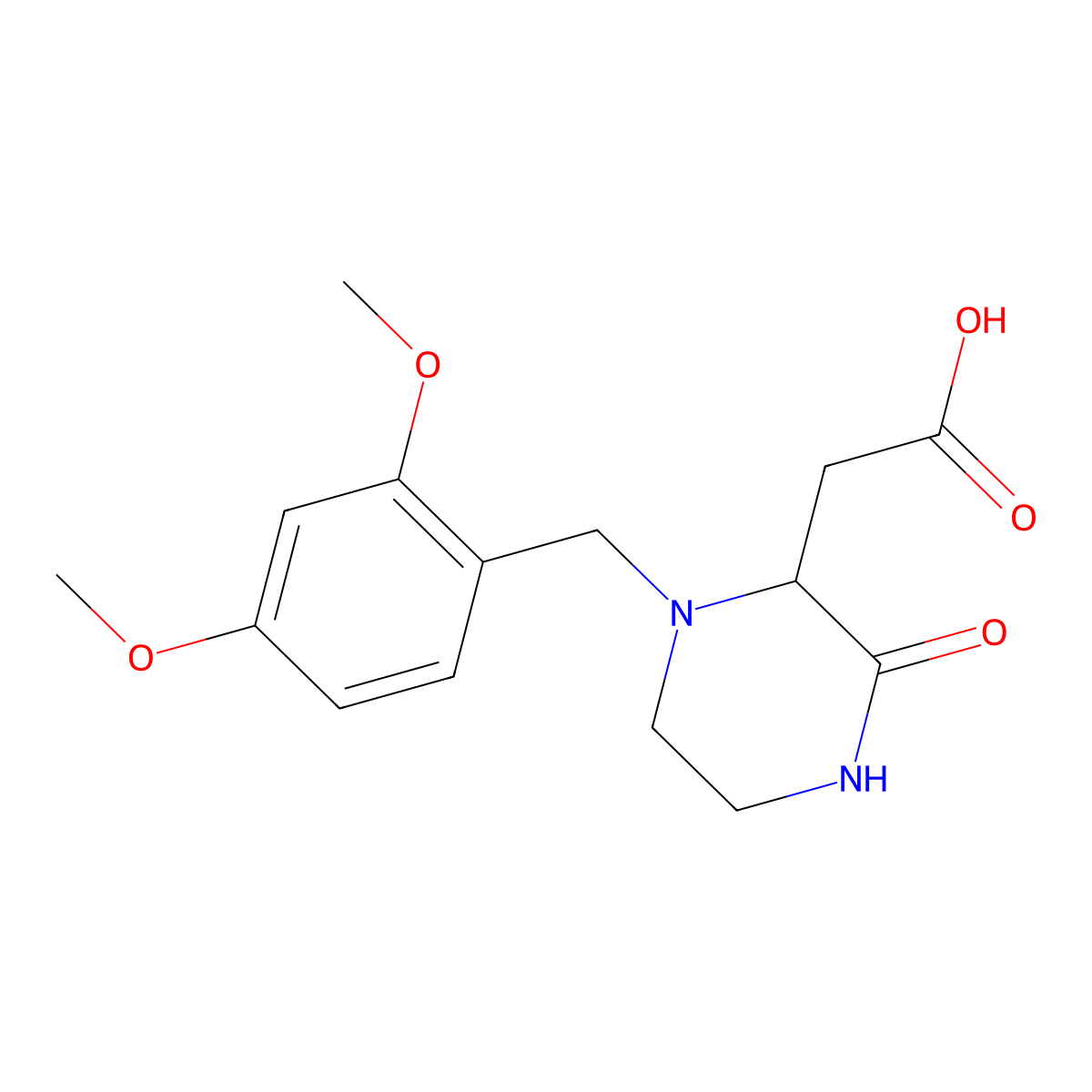 [1-(2,4-Dimethoxybenzyl)-3-oxo-2-piperazinyl]acetic acid molecular structure, CAS 1033600-34-8