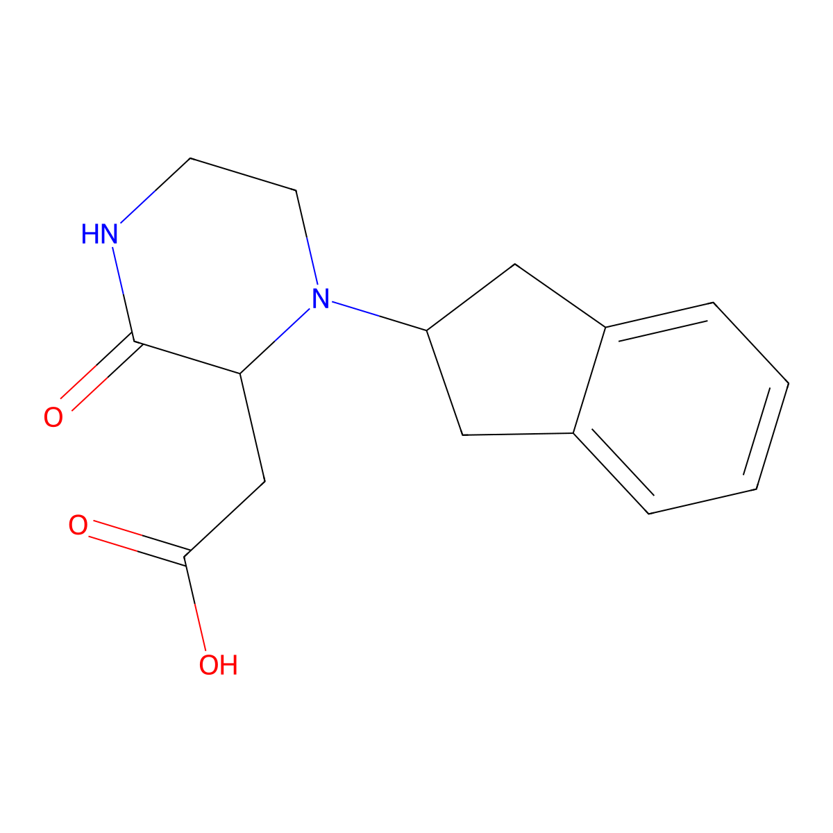 2-(1-(2,3-dihydro-1H-inden-2-yl)-3-oxopiperazin-2-yl)acetic acid molecular structure, CAS 1033600-37-1