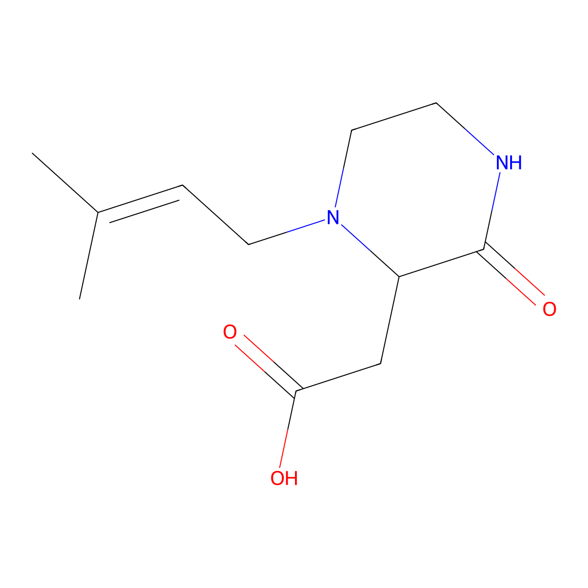 2-[1-(3-Methyl-2-butenyl)-3-oxo-2-piperazinyl]acetic acid molecular structure, CAS 1033600-38-2