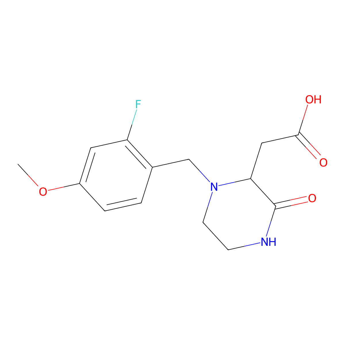 [1-(2-Fluoro-4-methoxybenzyl)-3-oxo-2-piperazinyl]acetic acid molecular structure, CAS 1033600-50-8