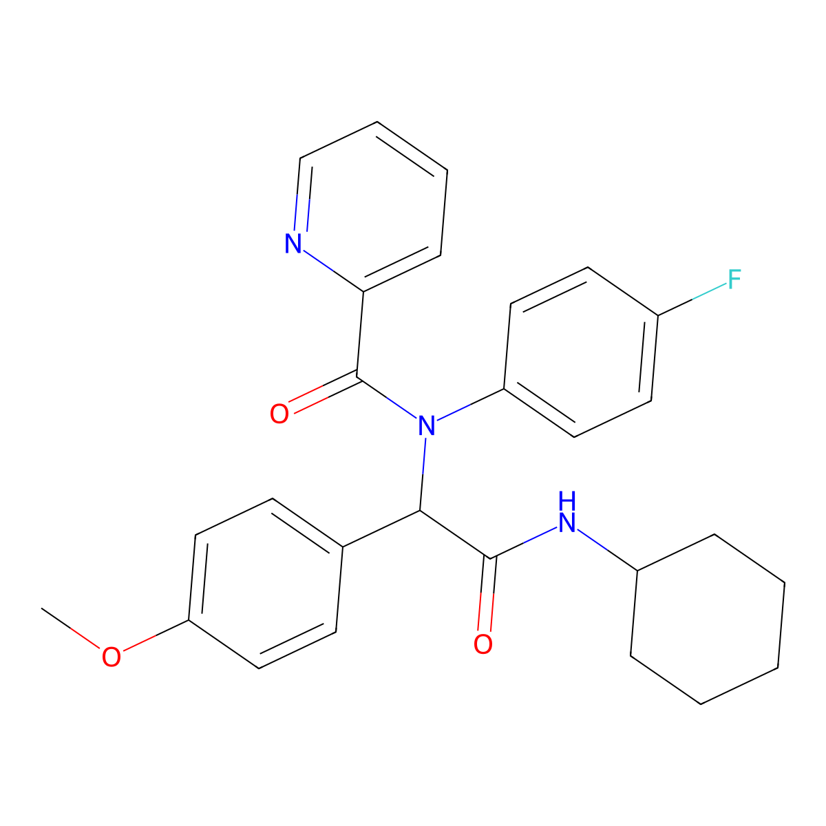 N-[2-(cyclohexylamino)-1-(4-methoxyphenyl)-2-oxoethyl]-N-(4-fluorophenyl)pyridine-2-carboxamide molecular structure, CAS 1033605-54-7
