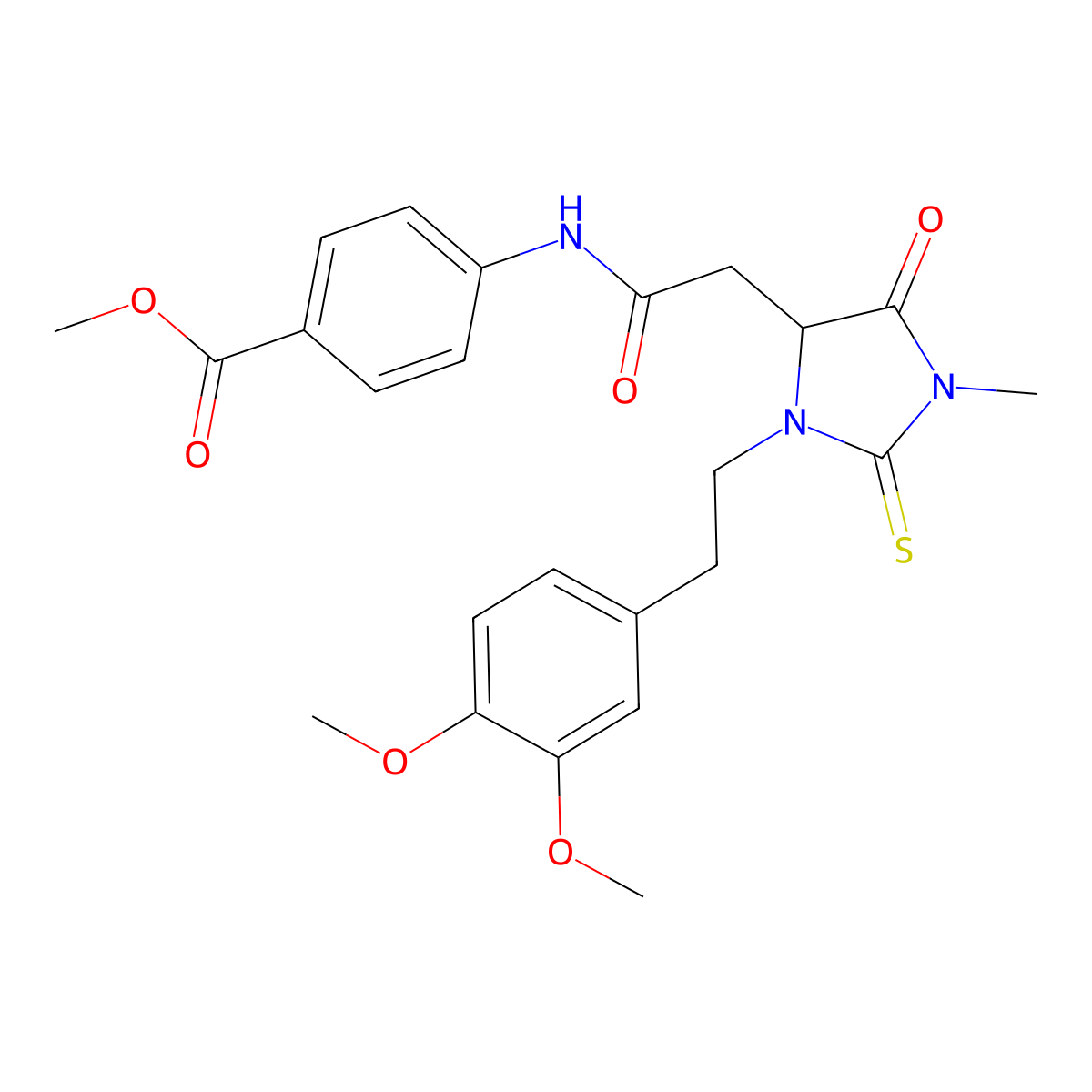 Methyl 4-[[2-[3-[2-(3,4-dimethoxyphenyl)ethyl]-1-methyl-5-oxo-2-sulfanylideneimidazolidin-4-yl]acetyl]amino]benzoate molecular structure, CAS 1033606-23-3