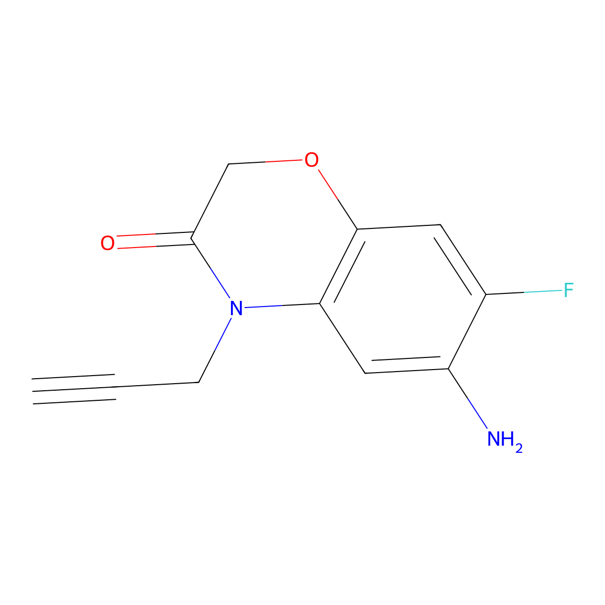 6-amino-7-fluoro-4-(prop-2-yn-1-yl)-3,4-dihydro-2H-1,4-benzoxazin-3-one molecular structure, CAS 103361-42-8