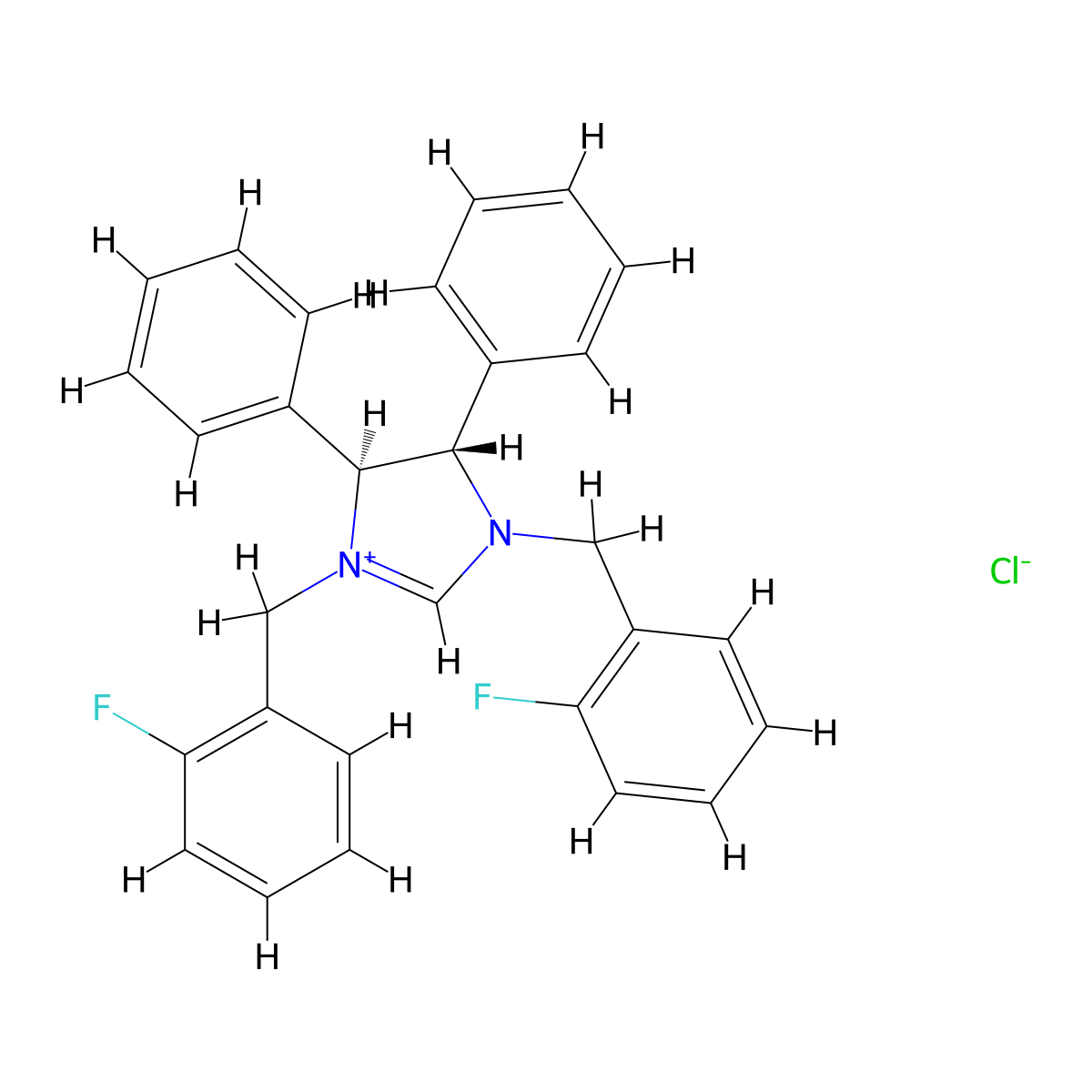 (4S,5S)-1,3-Bis(2-fluorobenzyl)-4,5-diphenyl-4,5-dihydro-1H-imidazol-3-ium chloride molecular structure, CAS 1033618-38-0