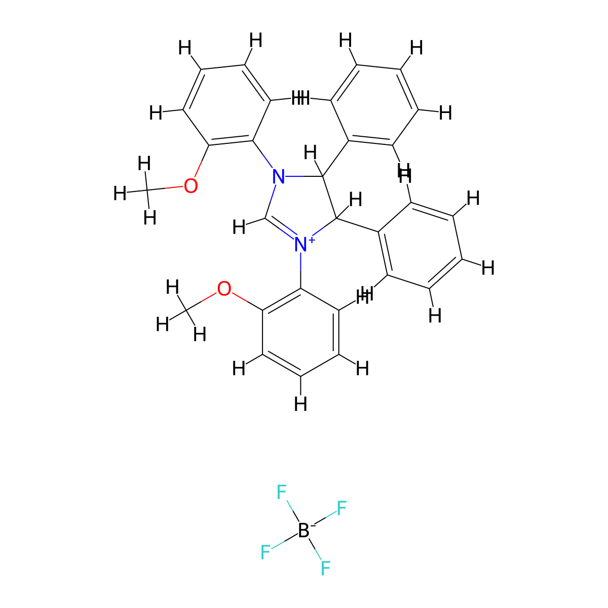 1,3-Bis(2-methoxyphenyl)-4,5-diphenyl-4,5-dihydroimidazol-1-ium tetrafluoroborate molecular structure, CAS 1033618-49-3