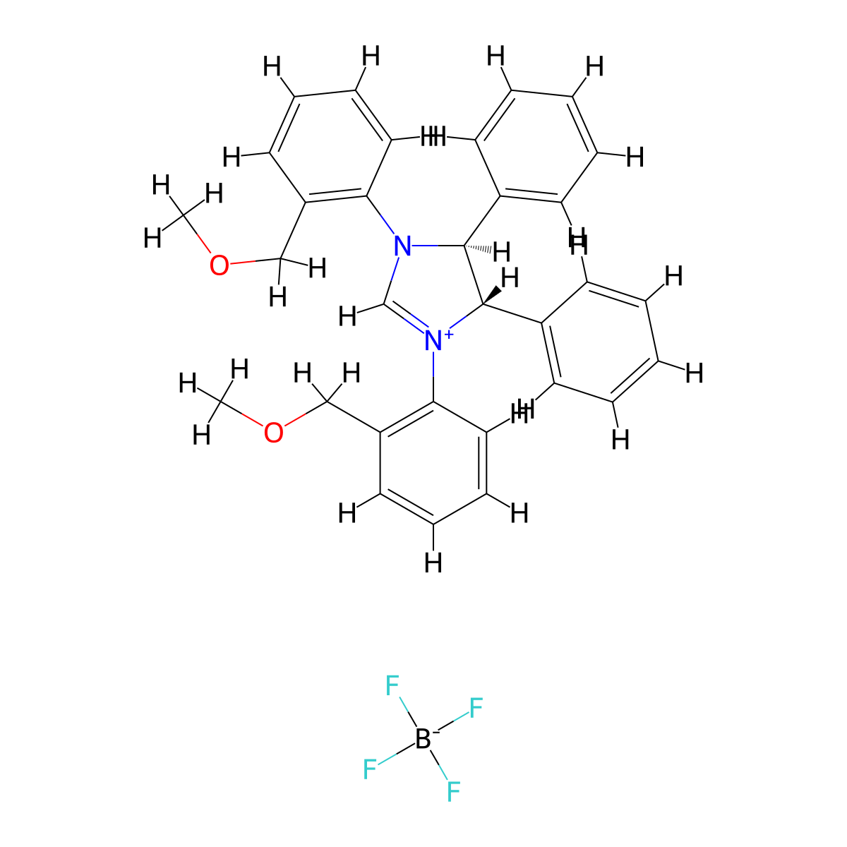 (4S,5S)-1,3-Bis(2-(methoxymethyl)phenyl)-4,5-diphenyl-4,5-dihydro-1H-imidazol-3-ium tetrafluoroborate molecular structure, CAS 1033618-53-9