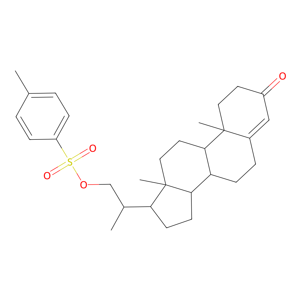 (R)-2-((8S,9S,10R,13S,14S,17R)-10,13-Dimethyl-3-oxo-2,3,6,7,8,9,10,11,12,13,14,15,16,17-tetradecahydro-1H-cyclopenta[a]phenanthren-17-yl)propyl 4-methylbenzenesulfonate molecular structure, CAS 103364-64-3