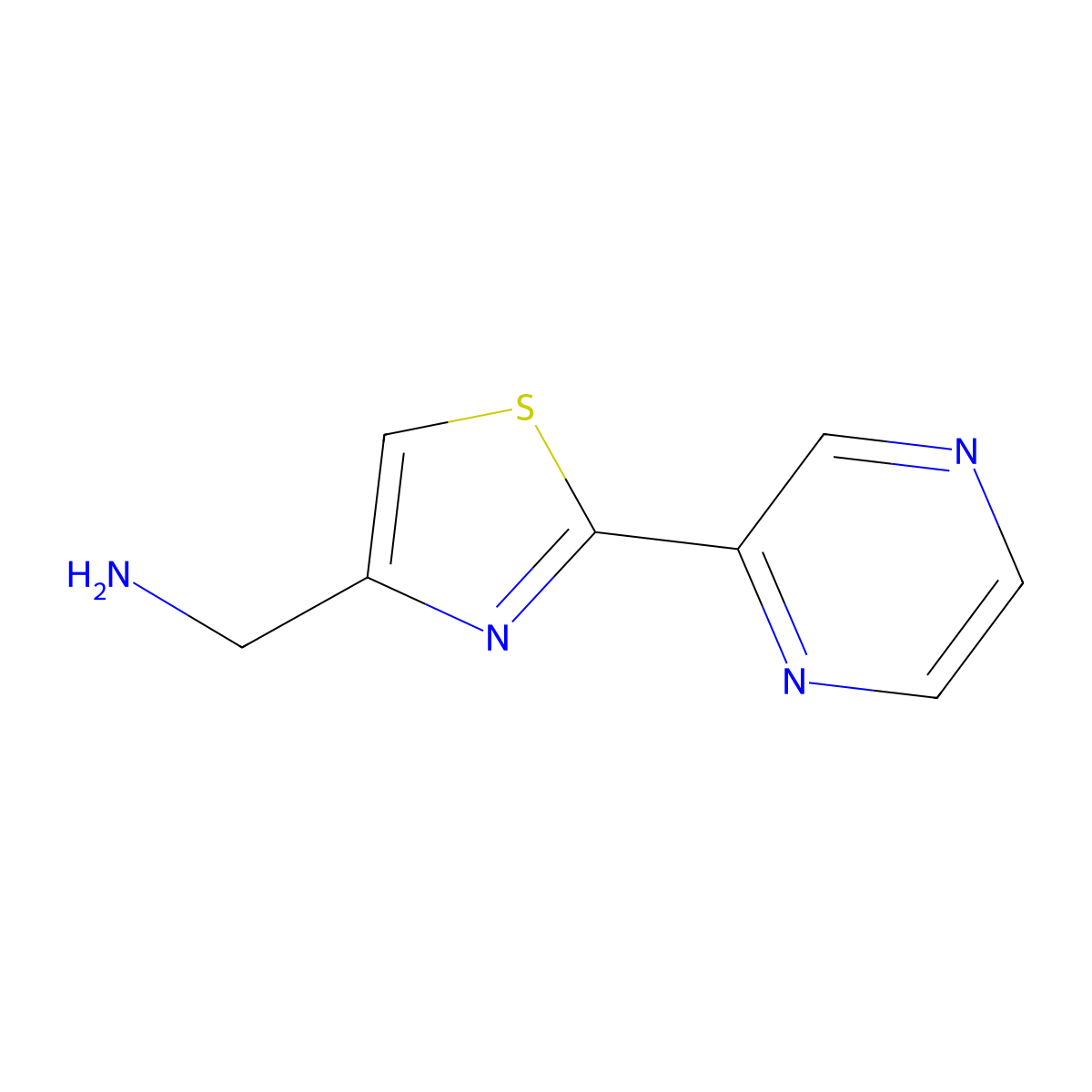 (2-Pyrazin-2-yl-1,3-thiazol-4-yl)methylamine molecular structure, CAS 1033693-08-1