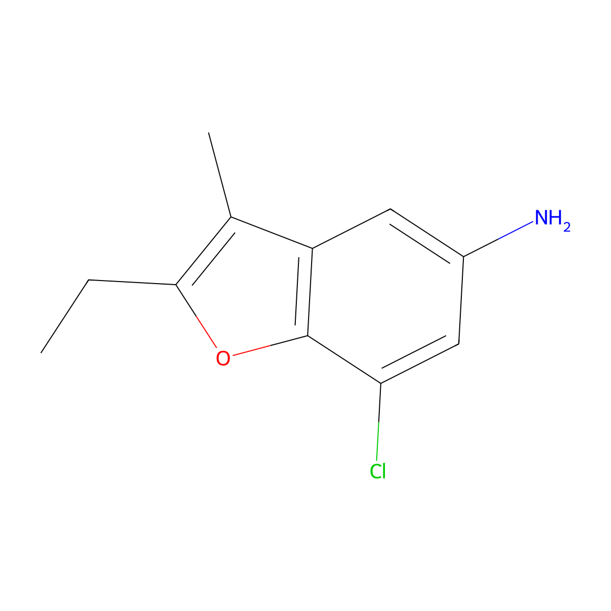 (7-Chloro-2-ethyl-3-methyl-1-benzofuran-5-YL)amine molecular structure, CAS 1033693-11-6