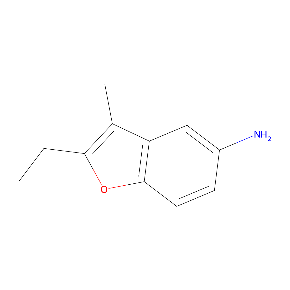 2-Ethyl-3-methyl-1-benzofuran-5-amine molecular structure, CAS 1033693-15-0