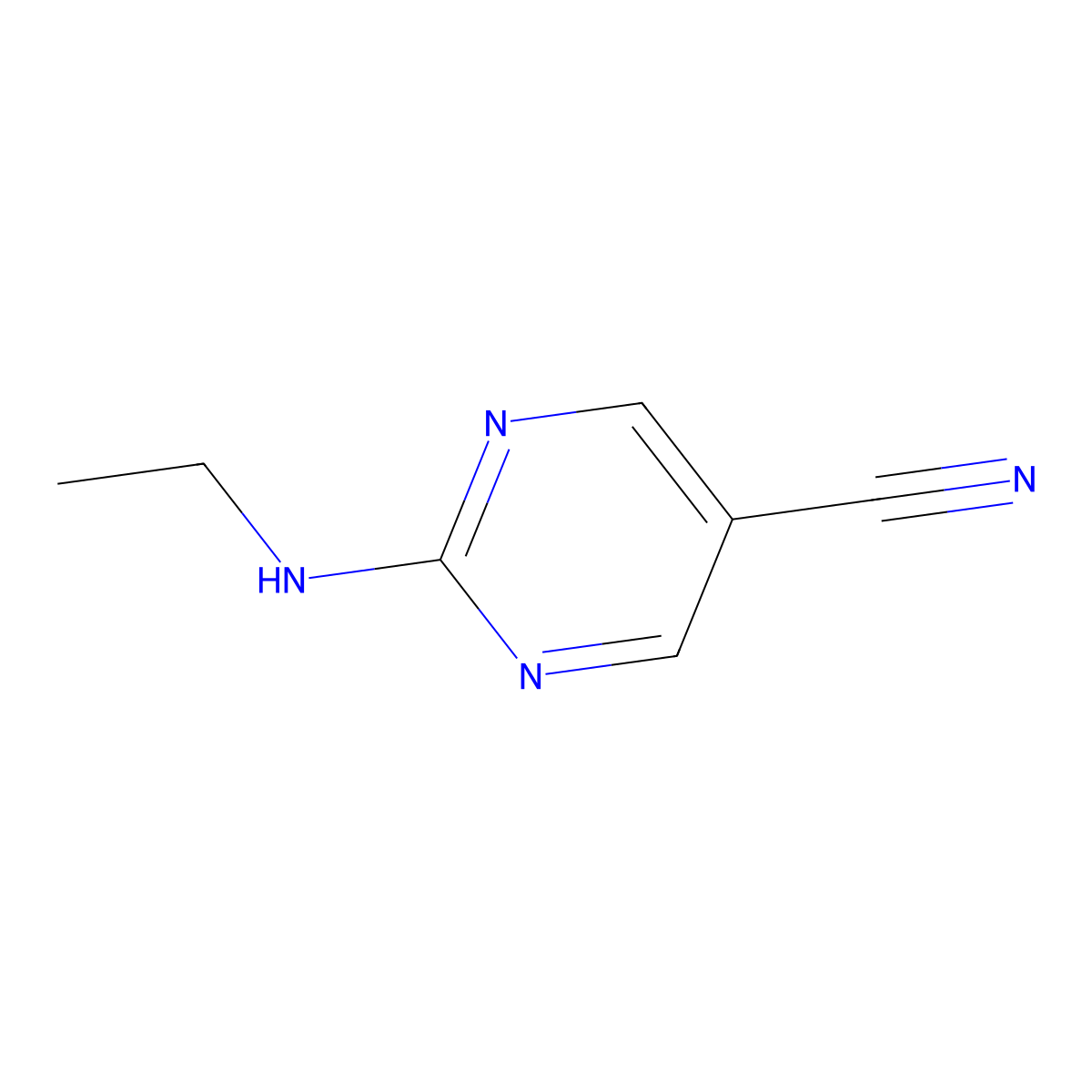 2-(Ethylamino)pyrimidine-5-carbonitrile molecular structure, CAS 1033693-16-1