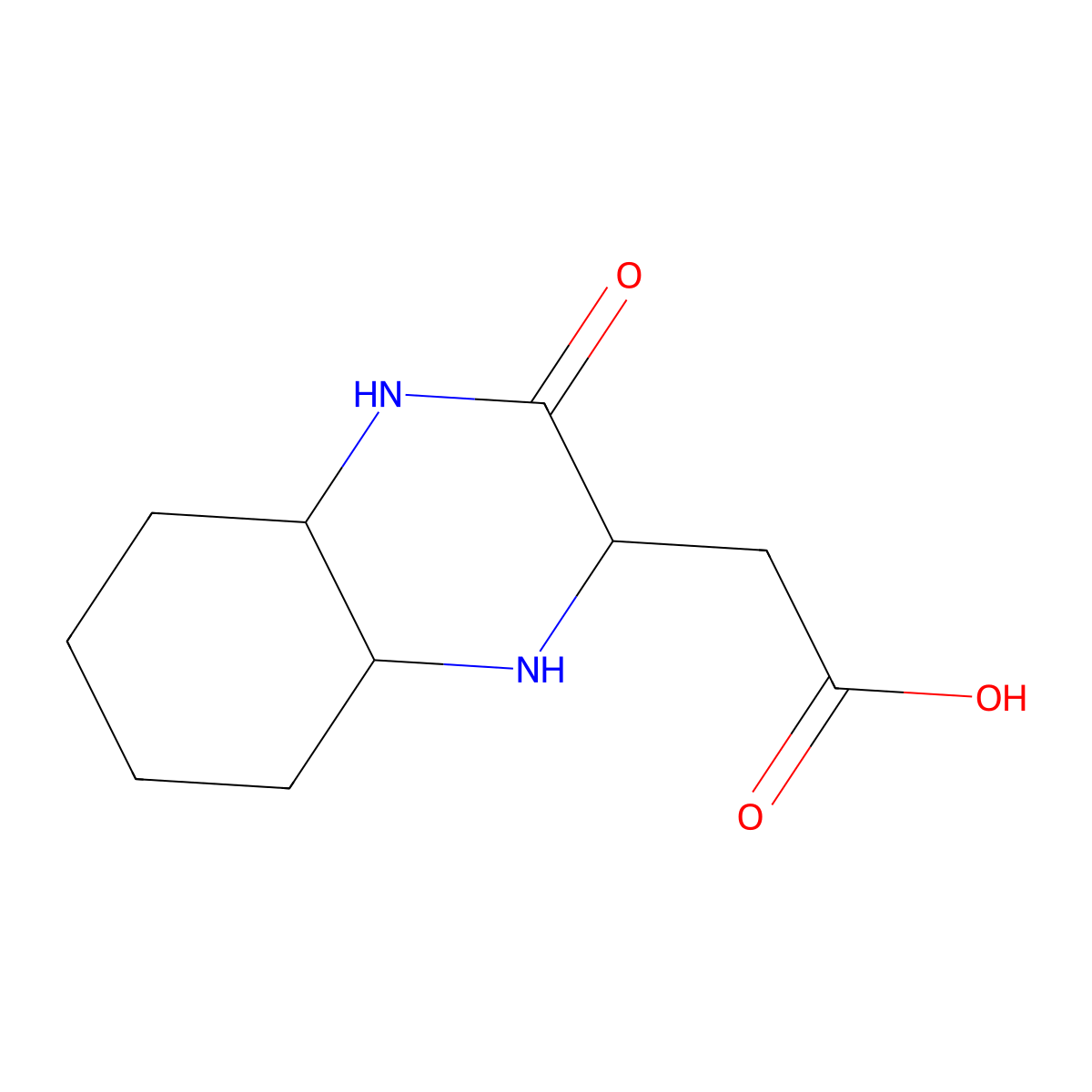 (3-Oxo-decahydro-quinoxalin-2-yl)-acetic acid molecular structure, CAS 1033696-35-3