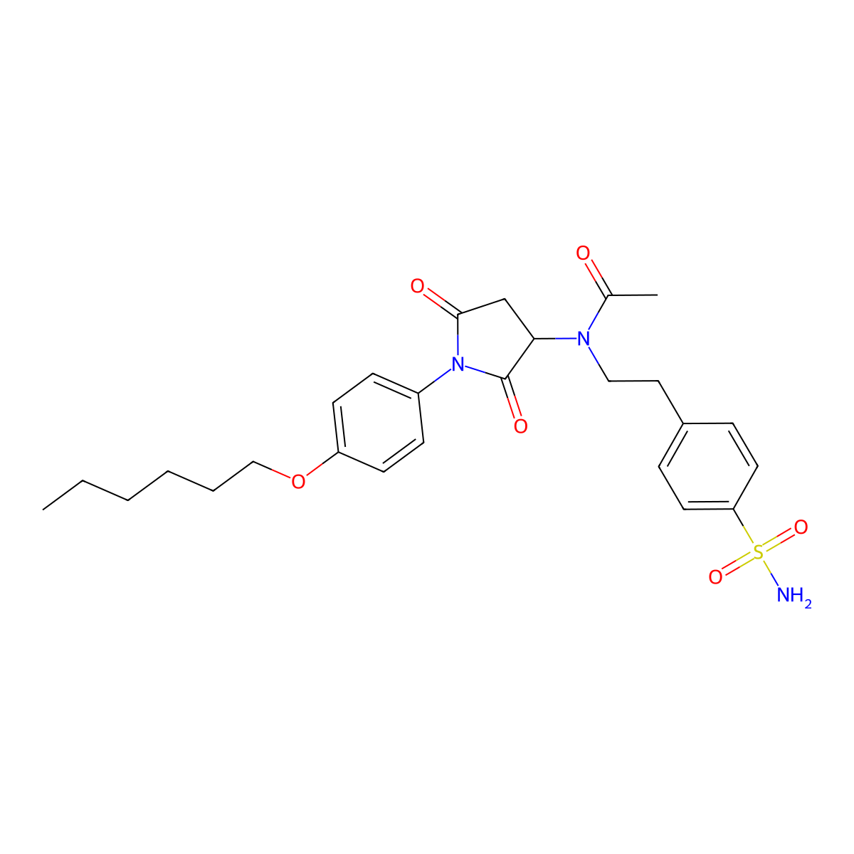 N-[2-[4-(Aminosulfonyl)phenyl]ethyl]-N-[1-[4-(hexyloxy)phenyl]-2,5-dioxo-3-pyrrolidinyl]acetamide molecular structure, CAS 1033696-36-4