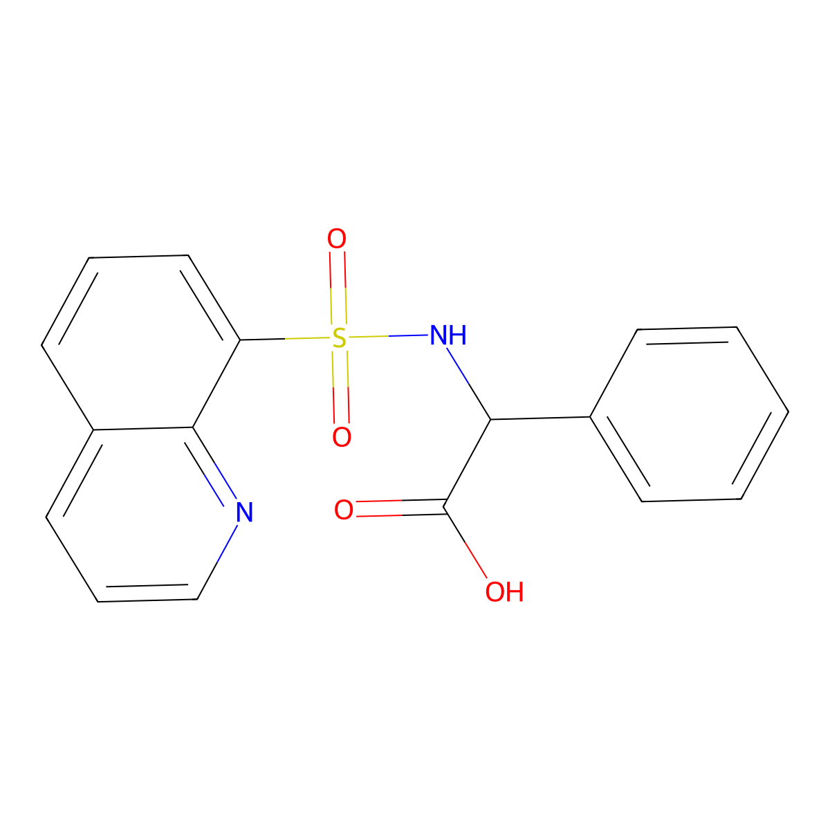 2-Phenyl-2-(quinoline-8-sulfonamido)acetic acid molecular structure, CAS 1033699-00-1