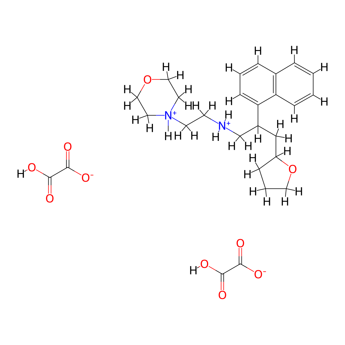 2-Furanpropylamine, tetrahydro-N-(2-morpholinoethyl)-beta-(1-naphthyl)-, bioxalate molecular structure, CAS 10337-39-0