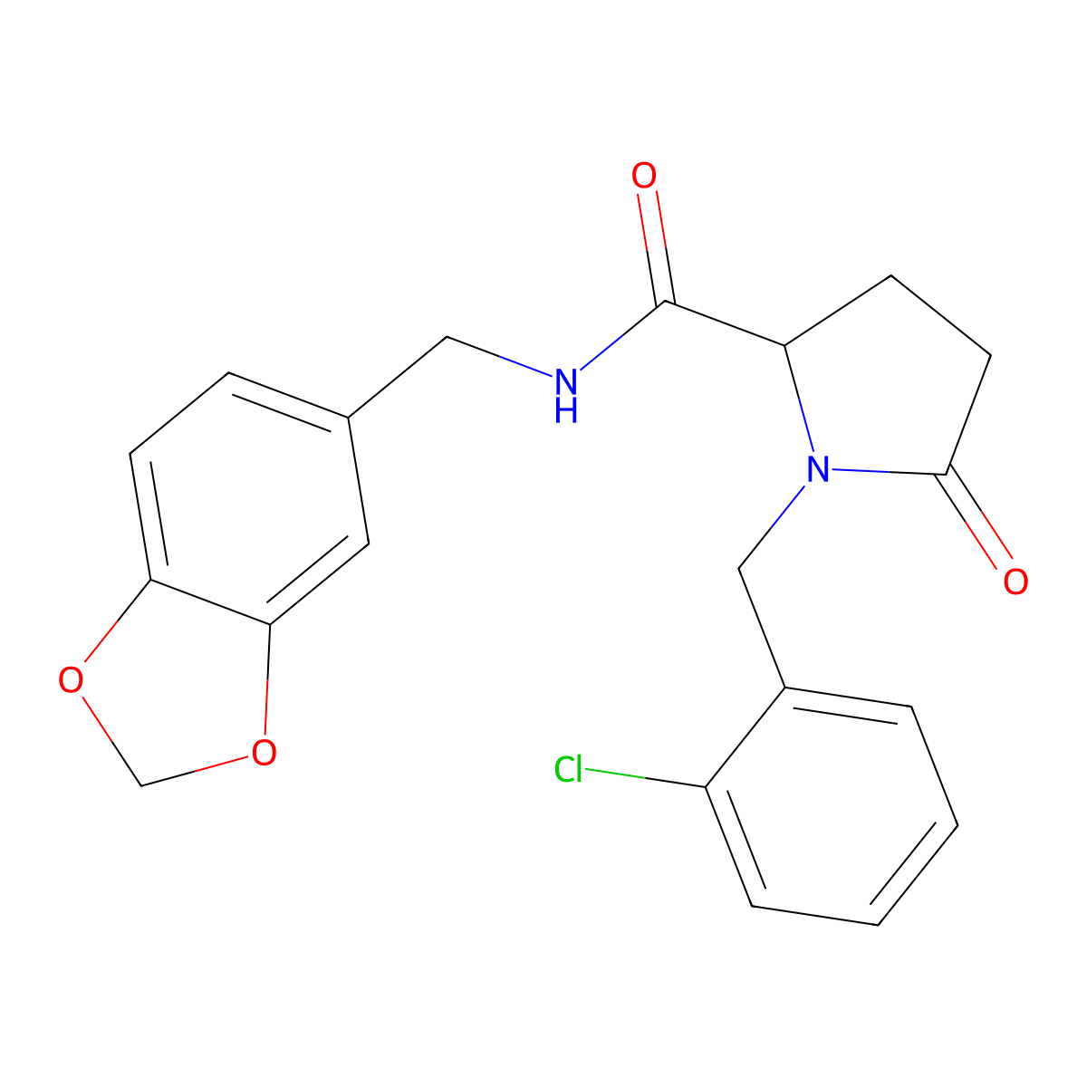 N-(1,3-benzodioxol-5-ylmethyl)-1-[(2-chlorophenyl)methyl]-5-oxopyrrolidine-2-carboxamide molecular structure, CAS 1033701-83-5