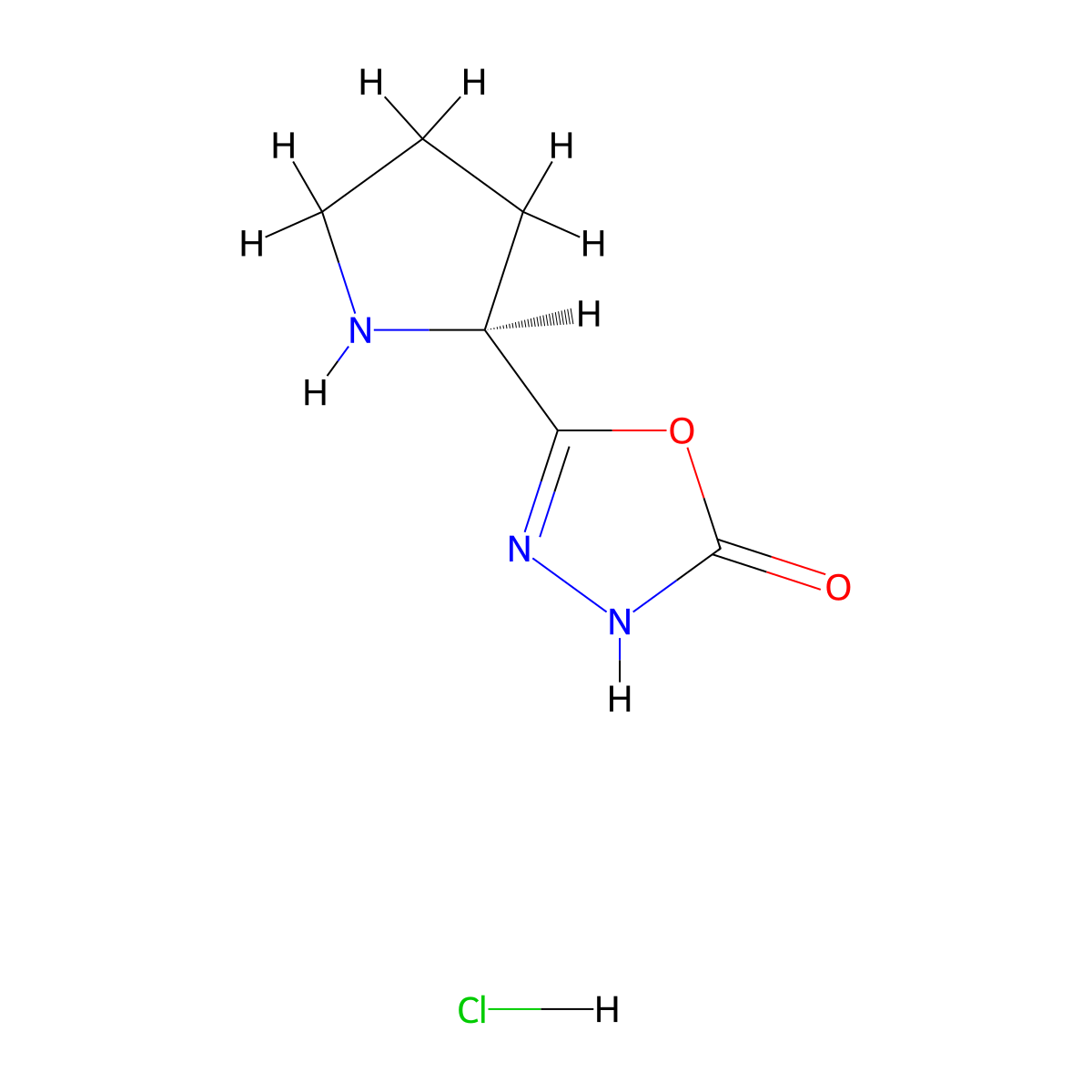 5-[(2S)-pyrrolidin-2-yl]-2,3-dihydro-1,3,4-oxadiazol-2-onehydrochloride molecular structure, CAS 1033708-73-4