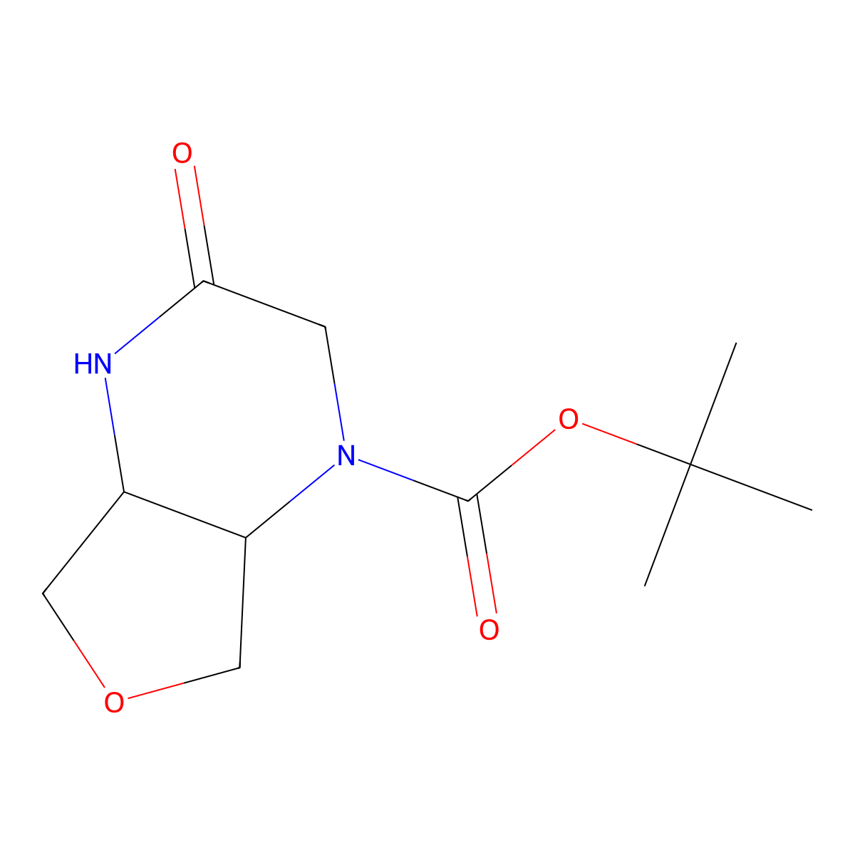 tert-Butyl (4aR*,7aS*)-3-Oxohexahydrofuro[3,4-b]pyrazine-1(2H)-carboxylate molecular structure, CAS 1033712-93-4