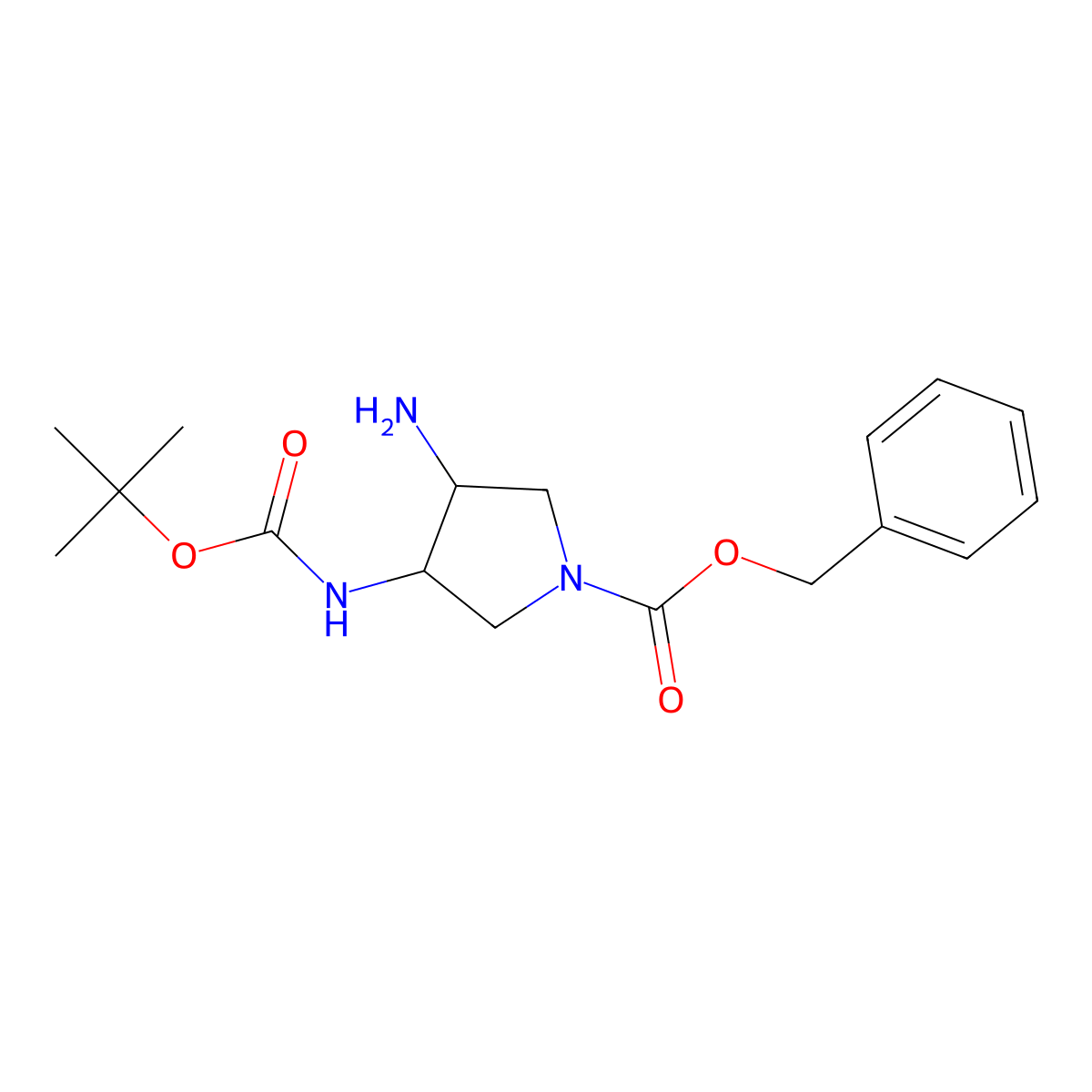 (3S,4S)-Benzyl 3-amino-4-((tert-butoxycarbonyl)amino)pyrrolidine-1-carboxylate molecular structure, CAS 1033713-58-4