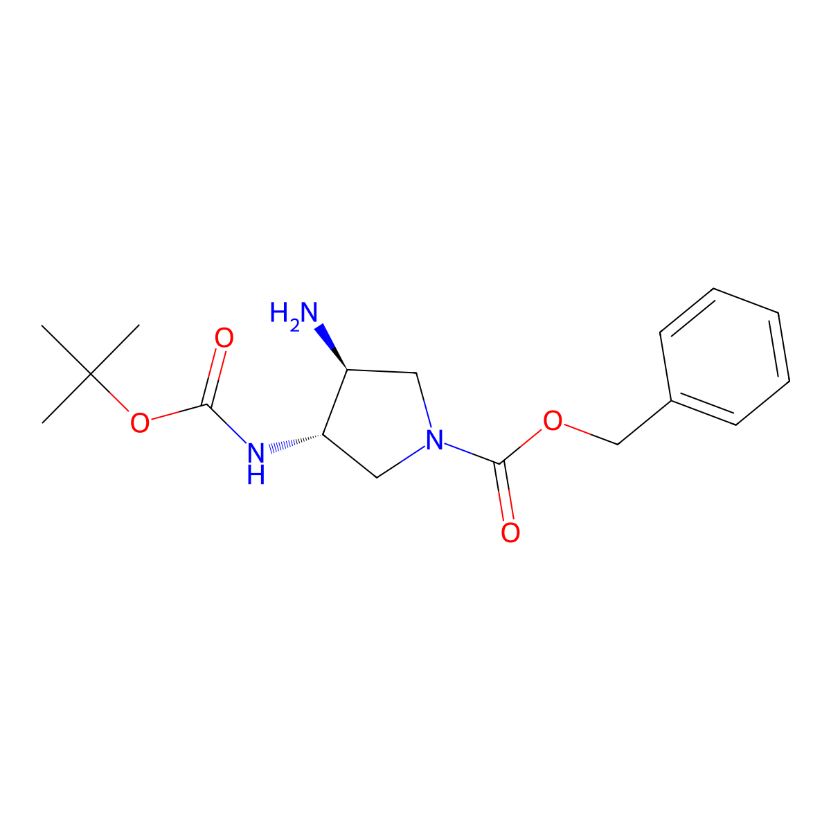 (3S,4S)-Benzyl 3-amino-4-((tert-butoxycarbonyl)amino)pyrrolidine-1-carboxylate molecular structure, CAS 1033713-58-4