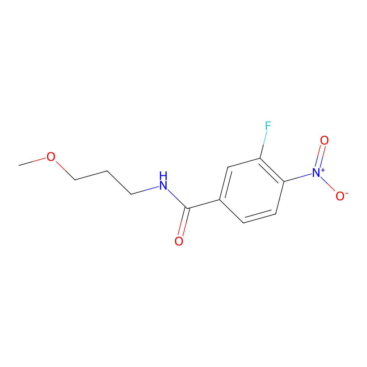 3-fluoro-N-(3-methoxypropyl)-4-nitrobenzamide molecular structure, CAS 1033716-45-8