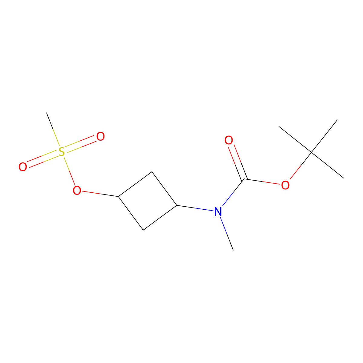 tert-butyl N-methyl-N-[(1r,3r)-3-(methanesulfonyloxy)cyclobutyl]carbamate molecular structure, CAS 1033718-21-6