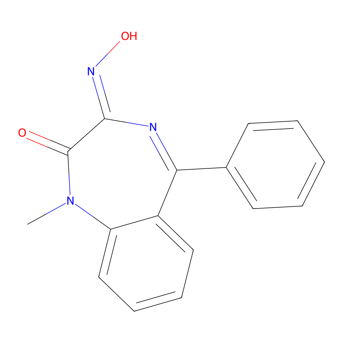 3-(Hydroxyimino)-1-methyl-5-phenyl-1,3-dihydro-2H-benzo[e][1,4]diazepin-2-one molecular structure, CAS 103373-62-2