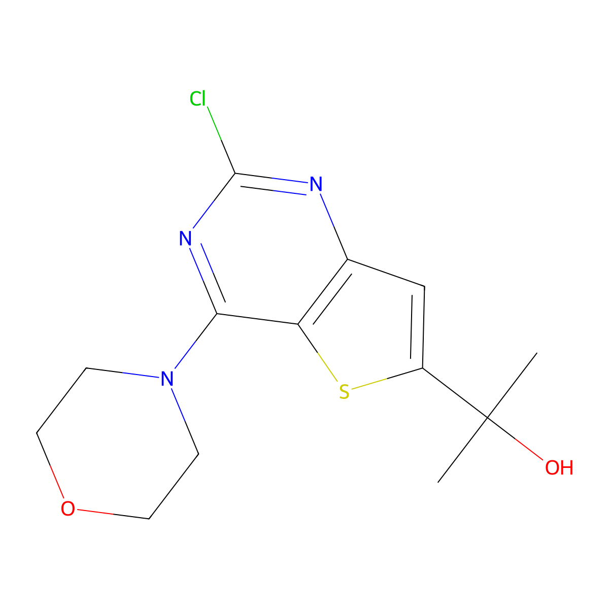 2-(2-Chloro-4-morpholinothieno[3,2-d]pyrimidin-6-yl)propan-2-ol molecular structure, CAS 1033743-25-7