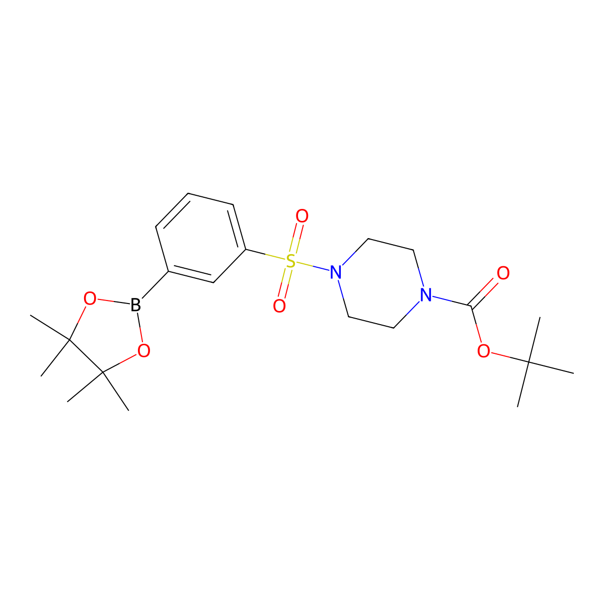 tert-Butyl 4-((3-(4,4,5,5-tetramethyl-1,3,2-dioxaborolan-2-yl)phenyl)sulfonyl)piperazine-1-carboxylate molecular structure, CAS 1033743-83-7