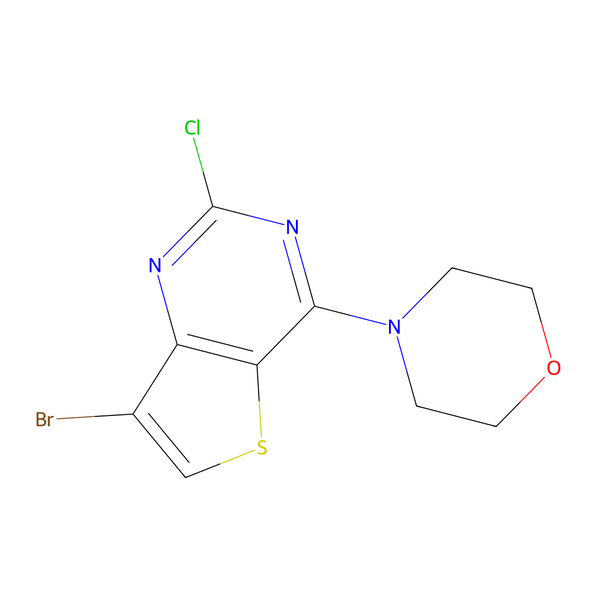 7-Bromo-2-chloro-4-(4-morpholinyl)-thieno[3,2-d]pyrimidine molecular structure, CAS 1033743-85-9