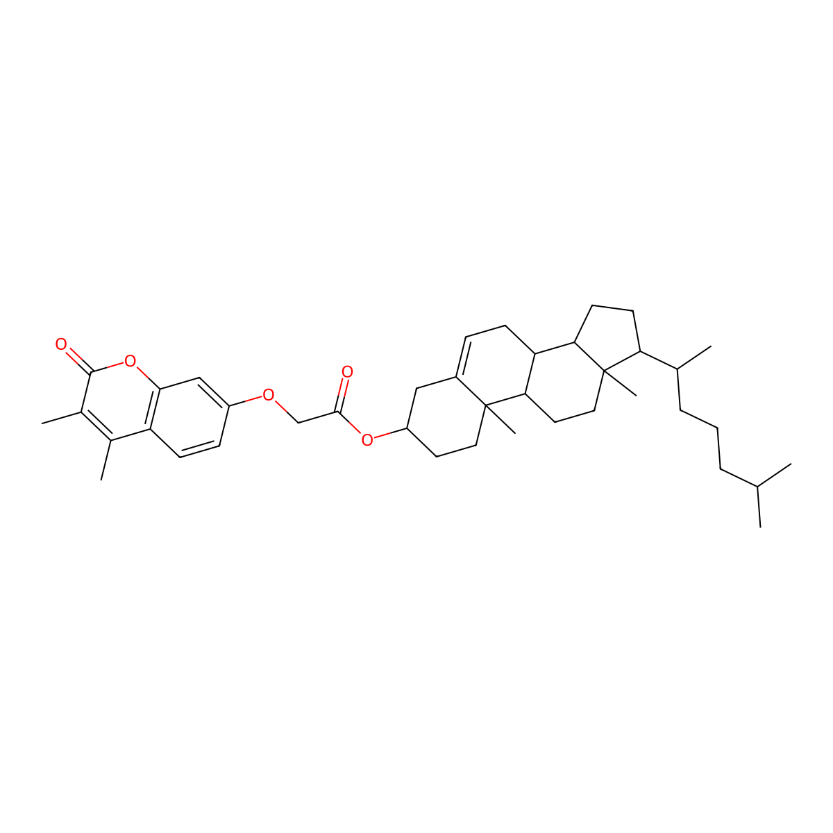 (3beta)-cholest-5-en-3-yl [(3,4-dimethyl-2-oxo-2H-chromen-7-yl)oxy]acetate molecular structure, CAS 1033750-99-0