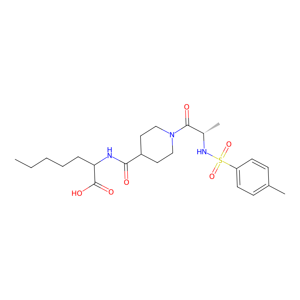2-{[(1-{N-[(4-methylphenyl)sulfonyl]-L-alanyl}piperidin-4-yl)carbonyl]amino}heptanoic acid molecular structure, CAS 1033751-36-8