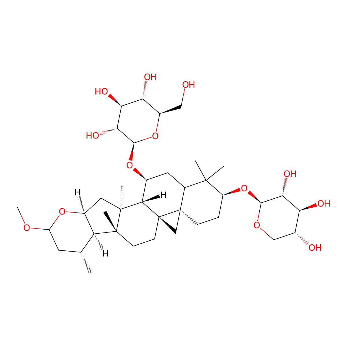(2R,3S,4S,5R,6R)-2-(hydroxymethyl)-6-[[(1S,4R,5R,6R,10S,12S,13S,14S,18S,21R)-8-methoxy-4,6,12,17,17-pentamethyl-18-[(2S,3R,4S,5R)-3,4,5-trihydroxyoxan-2-yl]oxy-9-oxahexacyclo[11.9.0.01,21.04,12.05,10.016,21]docosan-14-yl]oxy]oxane-3,4,5-triol molecular structure, CAS 1033751-43-7