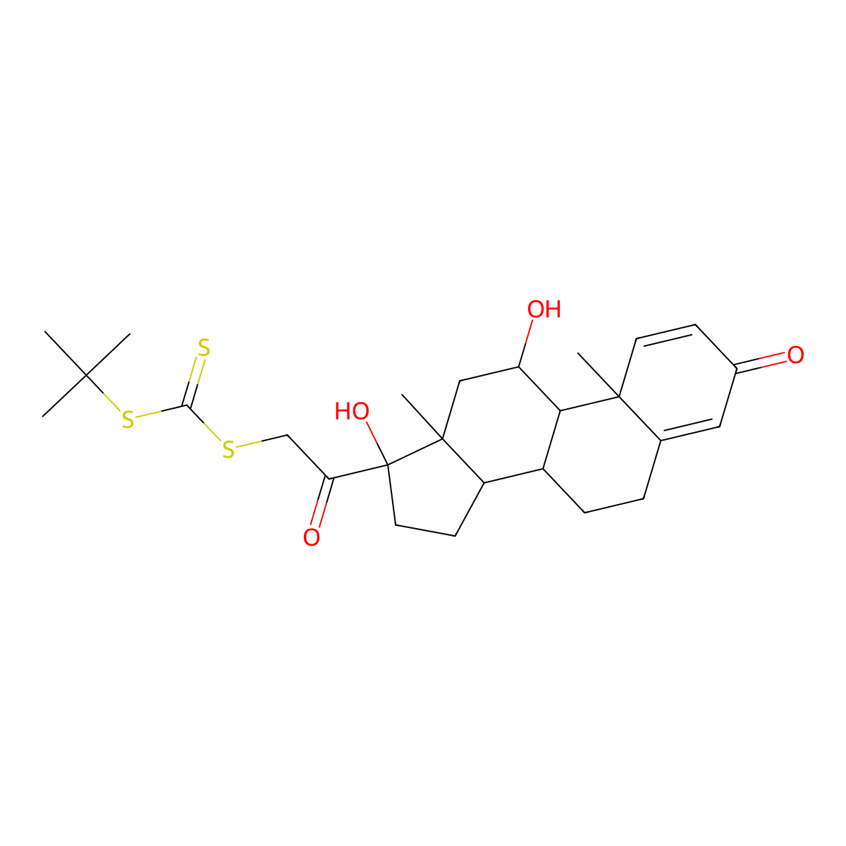 (8S,9S,10R,11S,13S,14S,17R)-17-(2-tert-butylsulfanylcarbothioylsulfanylacetyl)-11,17-dihydroxy-10,13-dimethyl-7,8,9,11,12,14,15,16-octahydro-6H-cyclopenta[a]phenanthren-3-one molecular structure, CAS 1033751-52-8