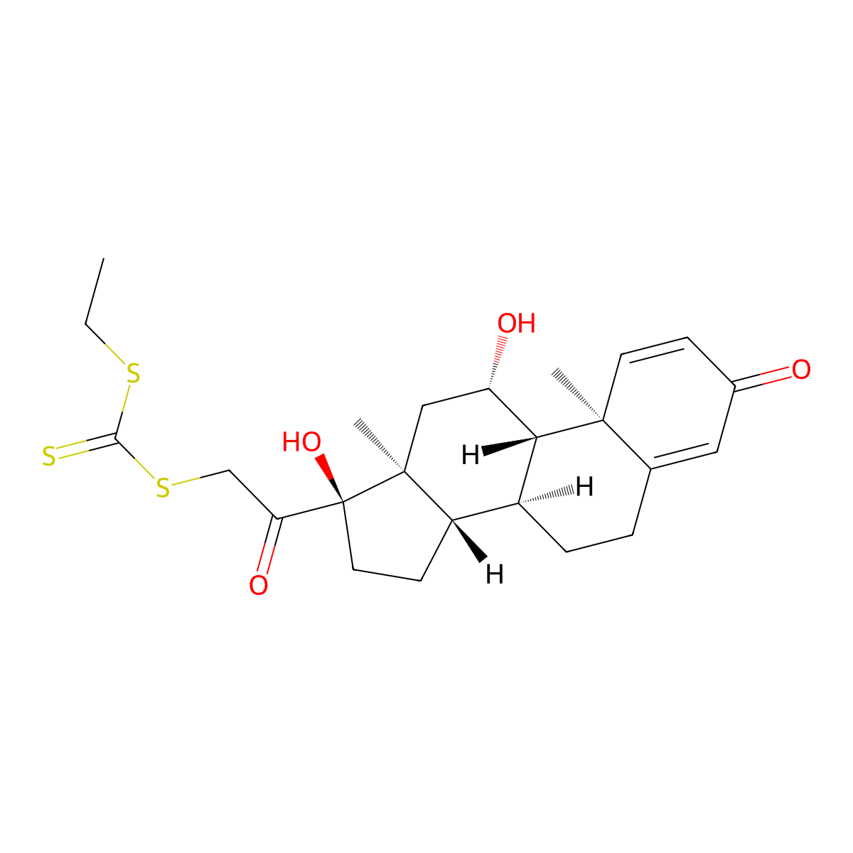(8S,9S,10R,11S,13S,14S,17R)-17-(2-ethylsulfanylcarbothioylsulfanylacetyl)-11,17-dihydroxy-10,13-dimethyl-7,8,9,11,12,14,15,16-octahydro-6H-cyclopenta[a]phenanthren-3-one molecular structure, CAS 1033752-55-4