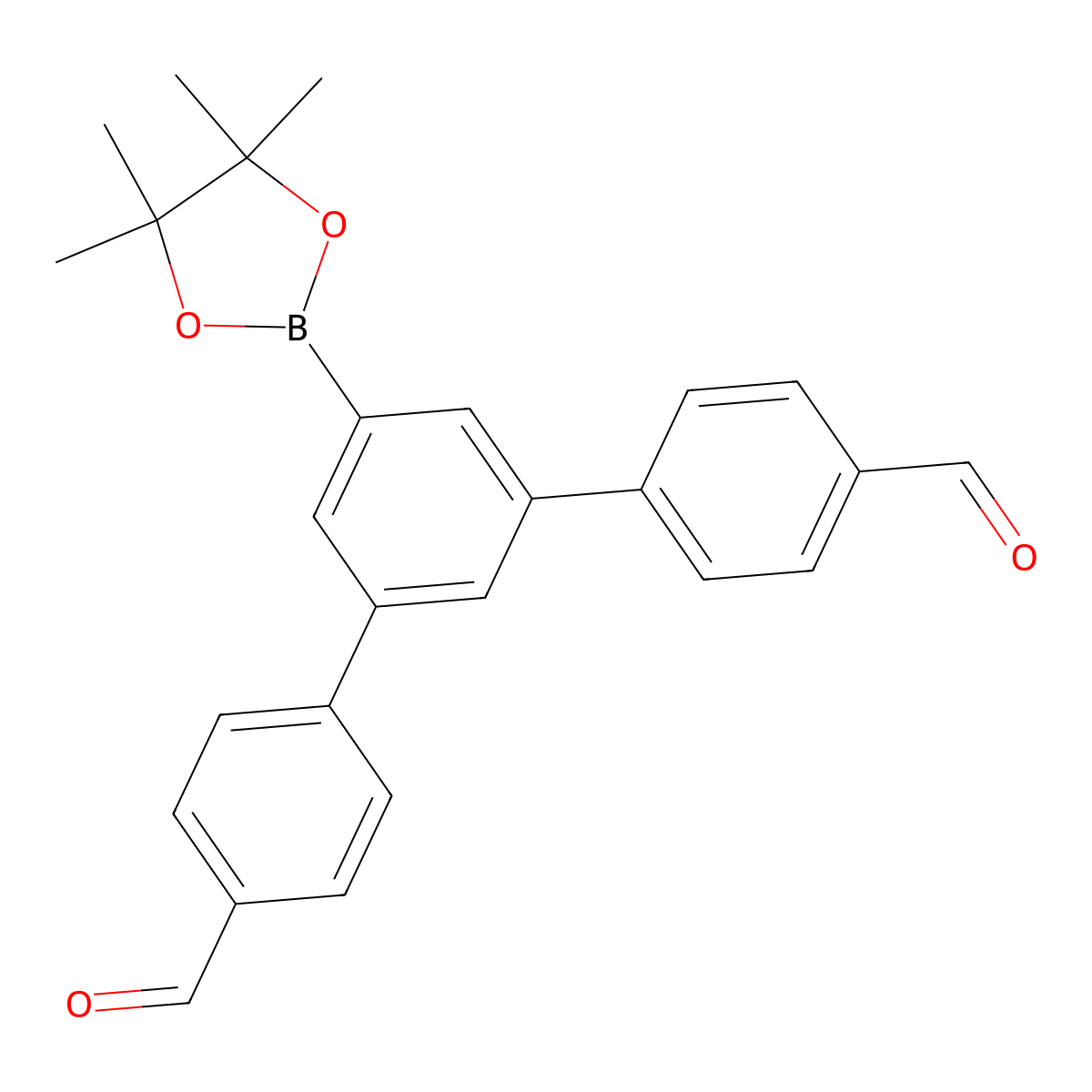 5'-(4,4,5,5-Tetramethyl-1,3,2-dioxaborolan-2-yl)-[1,1':3',1''-terphenyl]-4,4''-dicarbaldehyde molecular structure, CAS 1033752-94-1