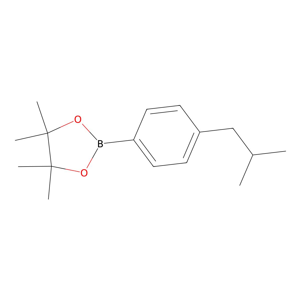 4,4,5,5-Tetramethyl-2-[4-(2-methylpropyl)phenyl]-1,3,2-dioxaborolane molecular structure, CAS 1033753-01-3