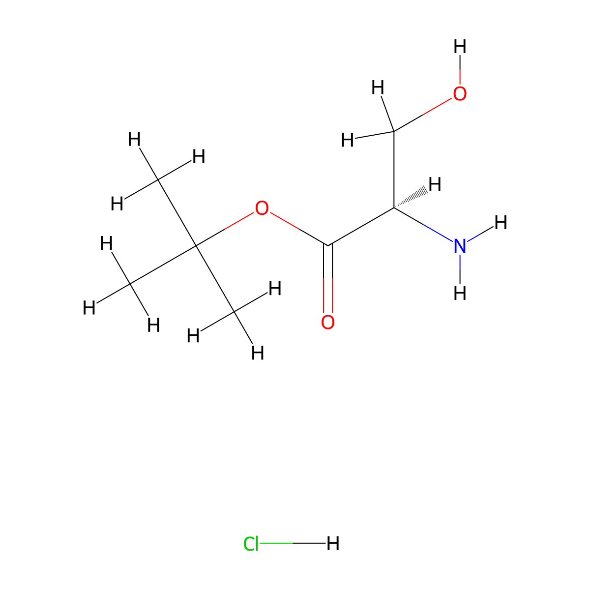 tert-butyl (2R)-2-amino-3-hydroxypropanoate hydrochloride molecular structure, CAS 1033753-14-8