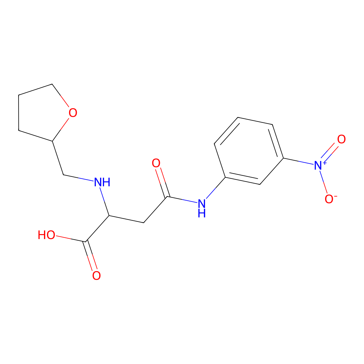 3-[N-(3-nitrophenyl)carbamoyl]-2-[(oxolan-2-ylmethyl)amino]propanoic acid molecular structure, CAS 1033753-45-5