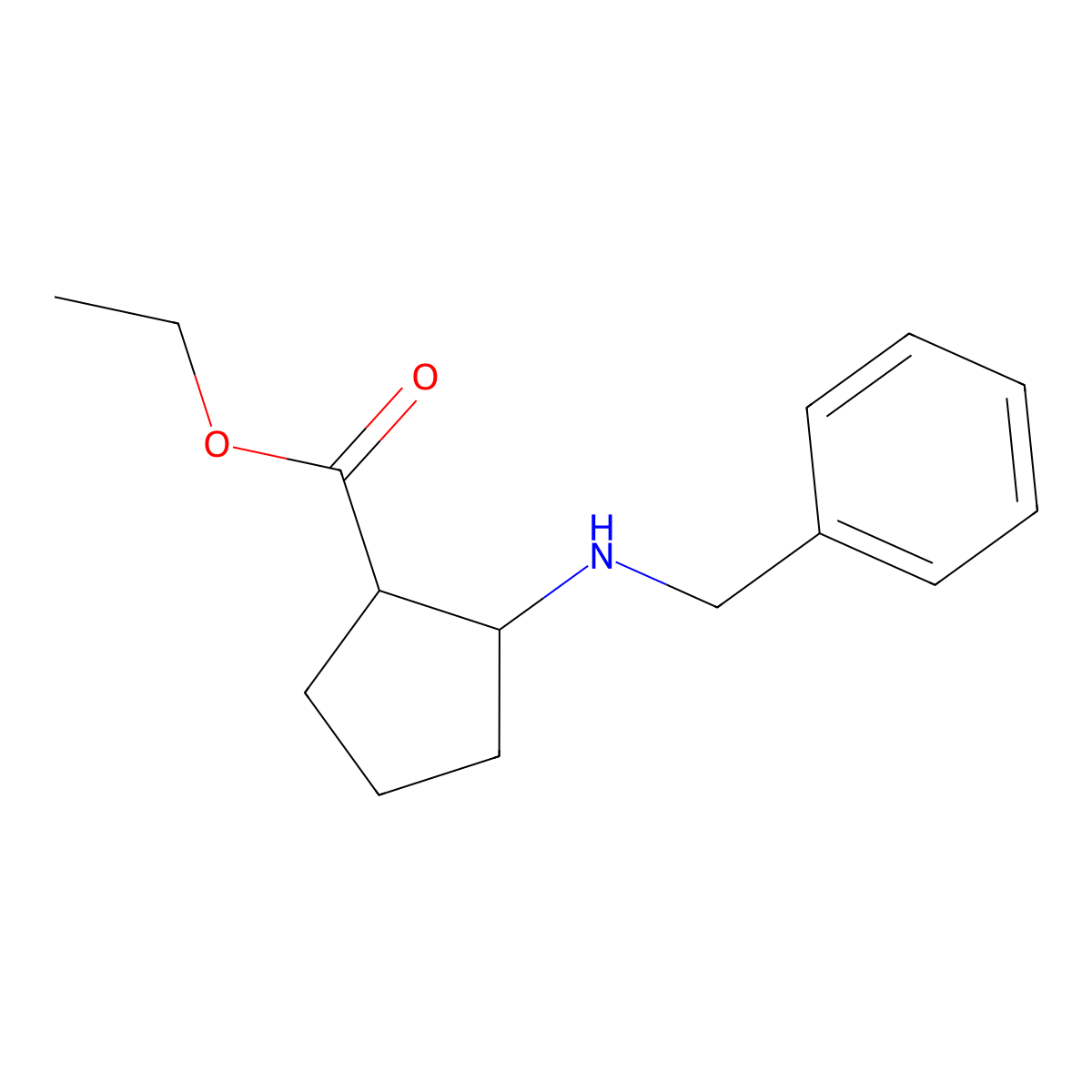 Ethyl 2-(benzylamino)cyclopentanecarboxylate molecular structure, CAS 1033755-97-3