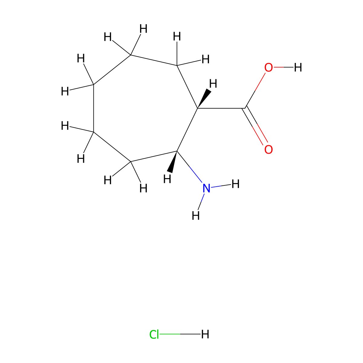 rac-(1R,2S)-2-aminocycloheptane-1-carboxylic acid hydrochloride molecular structure, CAS 1033756-97-6